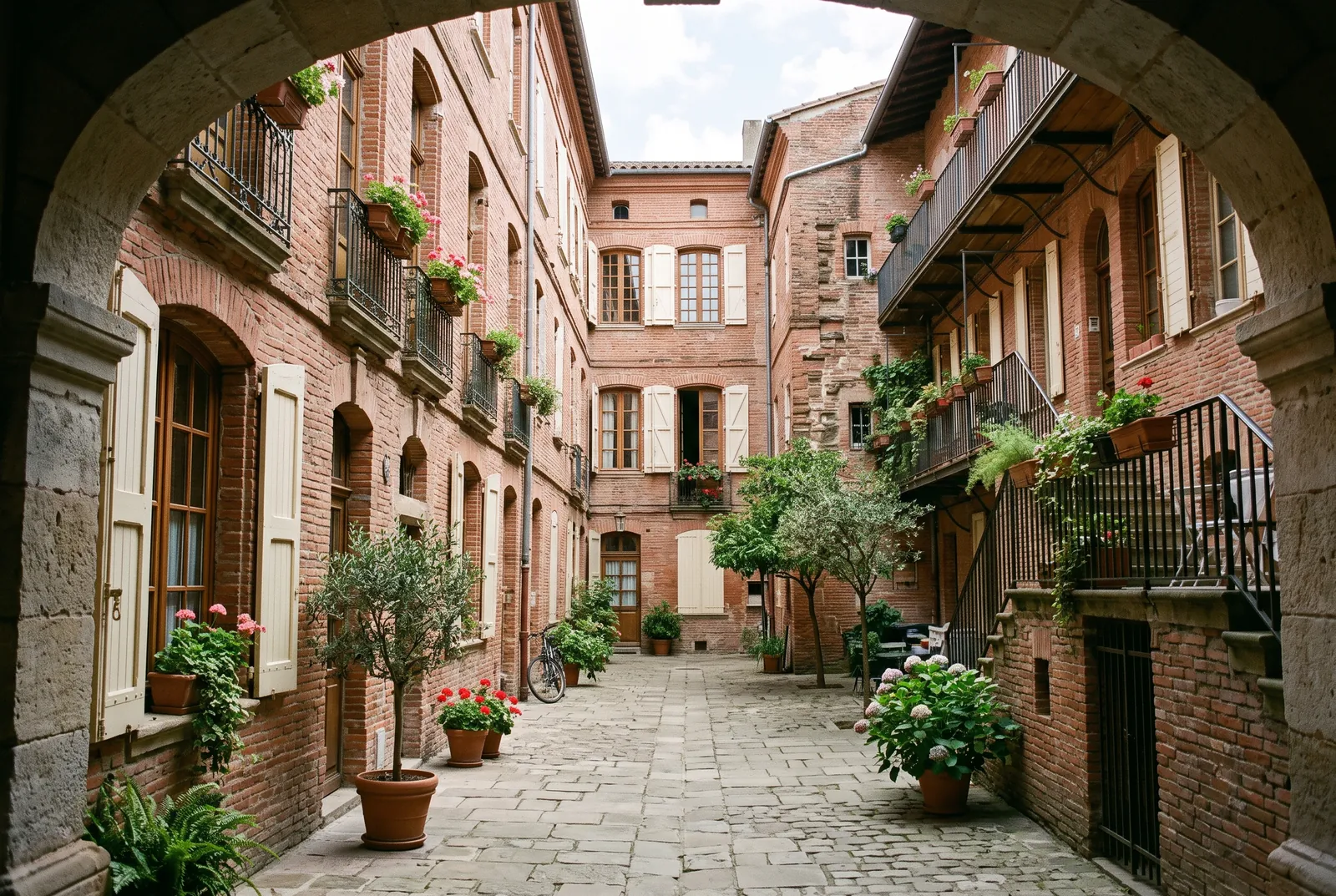 Cour intérieure d'un immeuble à Albi